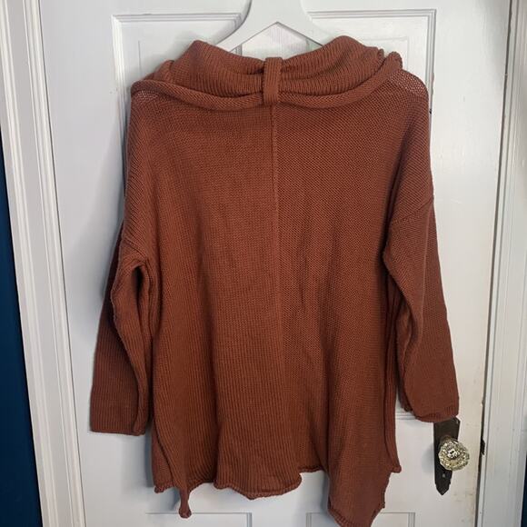 Pure Handknit Rust Cowl Neck Sweater W-250 Size Large/X-Large - Picture 7 of 9